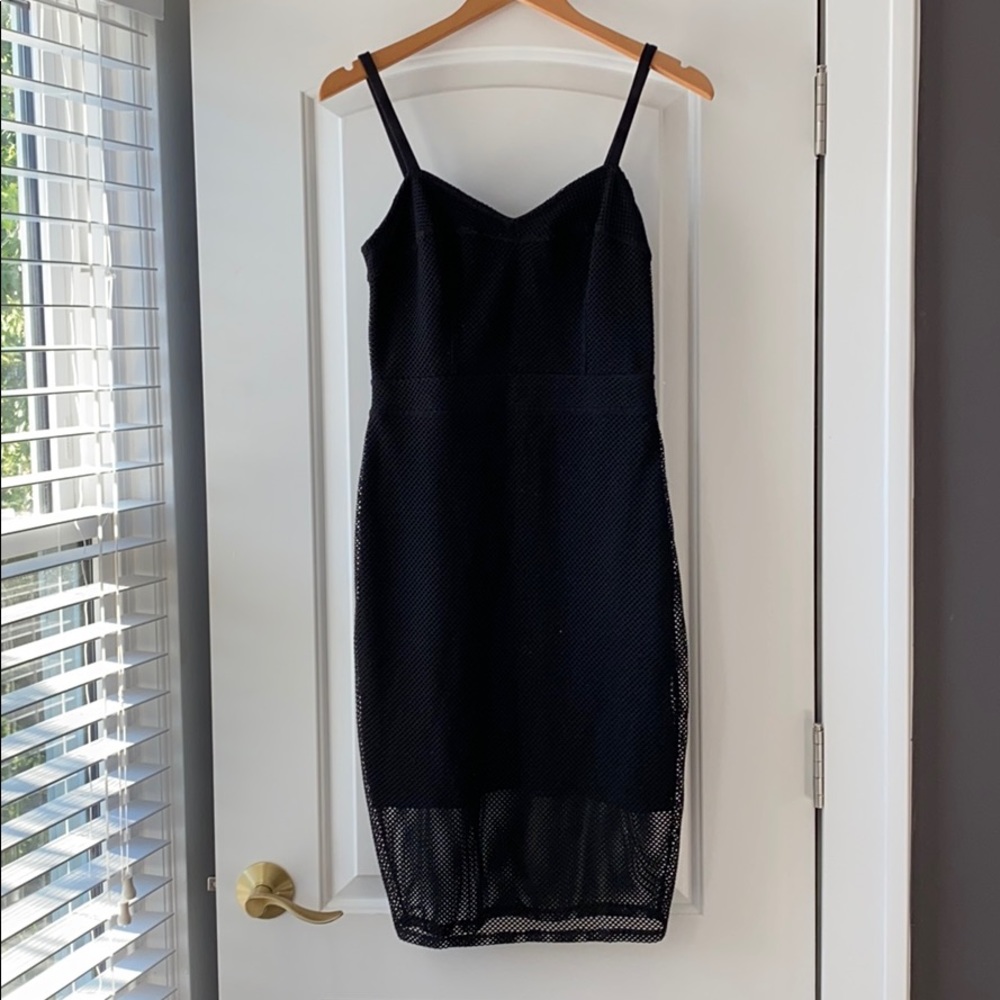 Express Black Mesh Midi Dress